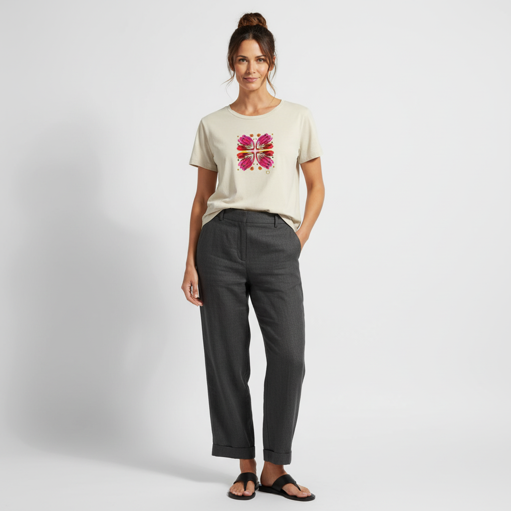 Flor de Acuarela Camiseta Escote Redondo