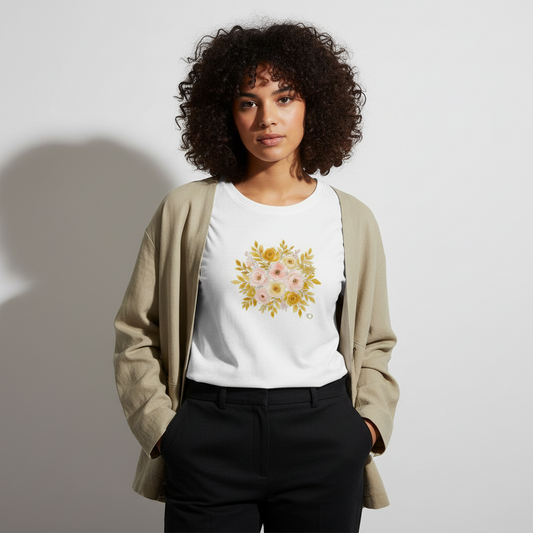 Flores Camiseta Escote Redondo
